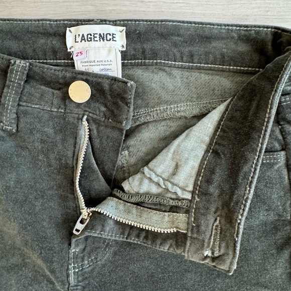 L’Agence Brushed Velvet Green Denim Pants Skinny Size 25 - Picture 2 of 5